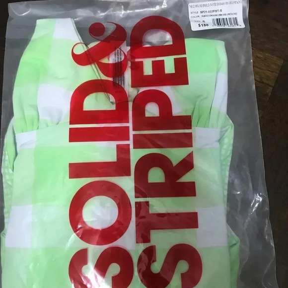 NIP Solid & Striped Olympia Pistachio Gingham Reversible One Piece Swimsuit S - Picture 5 of 6